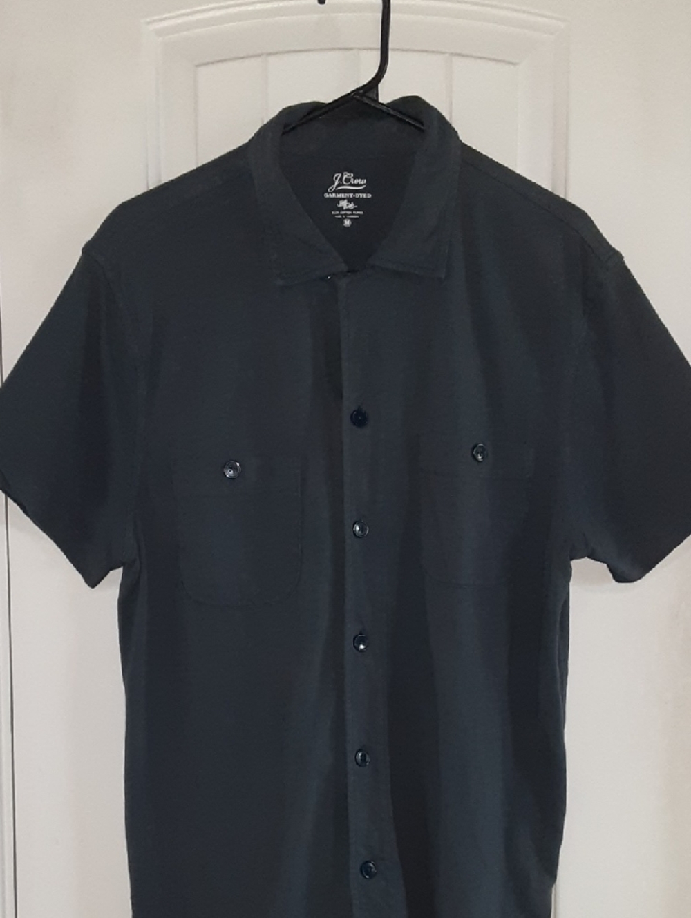 J. Crew Harbor Shirt - Garment-Dyed Slub Cotton Knit - Black - M